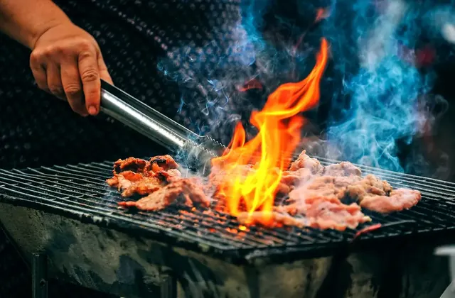 Chicken and fish on the BBQ grill