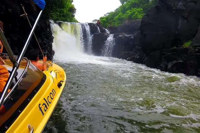 Taxi boat to Île aux Cerfs + GRSE waterfall